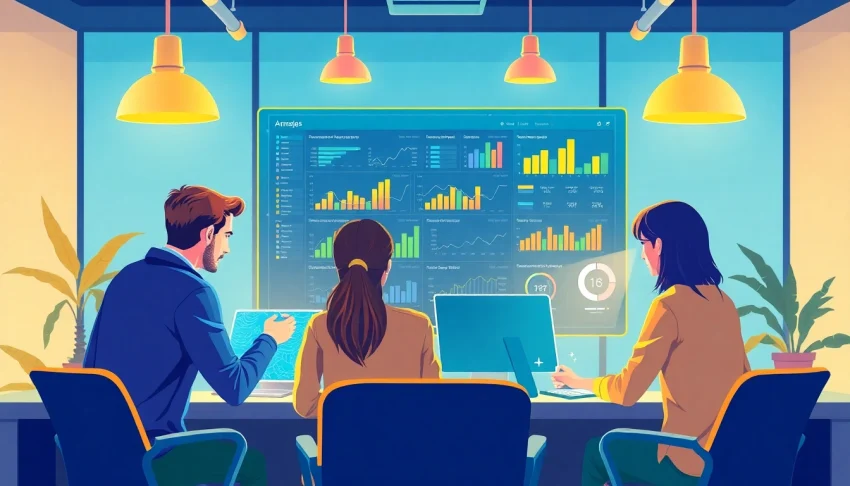 Sales AI technology enhancing team collaboration and performance in a modern office environment.