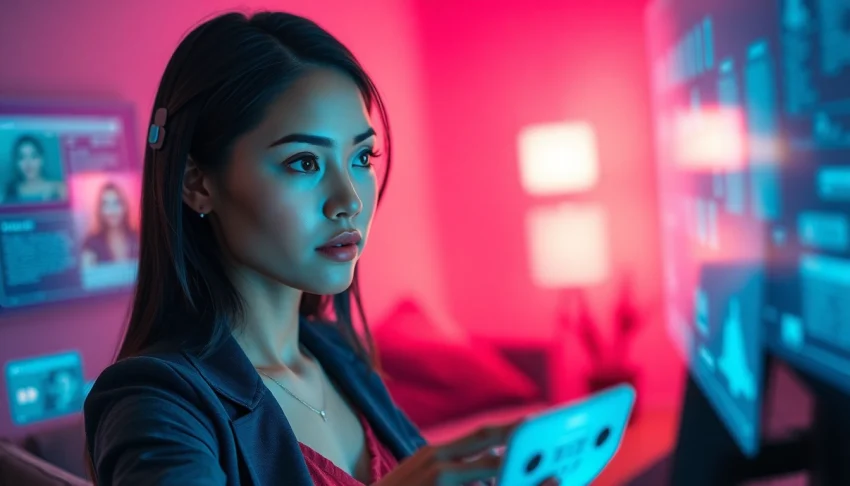 Engage in an enticing ai sexy chat with a captivating virtual character in a cozy setting.