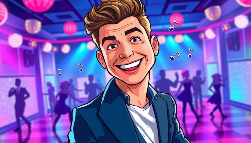 Capturing the essence of the based chad lindy meme, a charismatic character dances joyfully on a vibrant party floor.