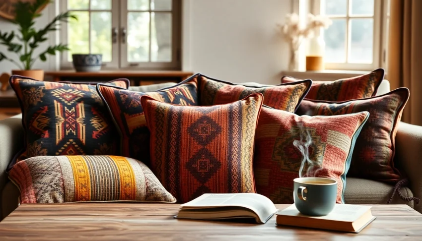 Mali Mudcloth Cushion Covers beautifully displayed in a cozy living room setting with natural light.