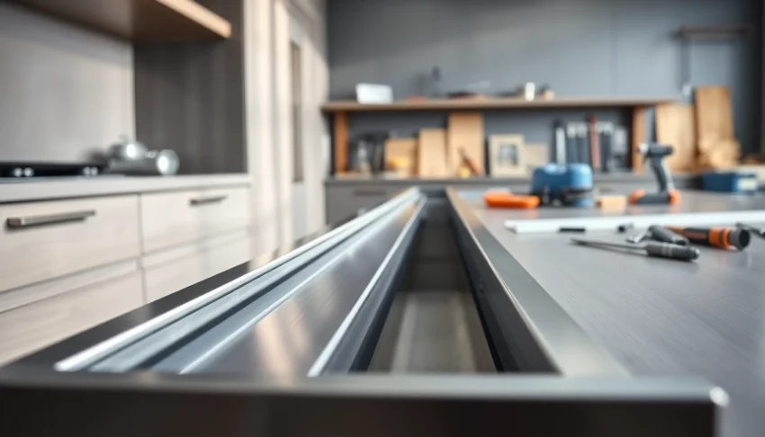 Showcase of a Metal Drawer System with smooth sliding mechanism in a modern kitchen.