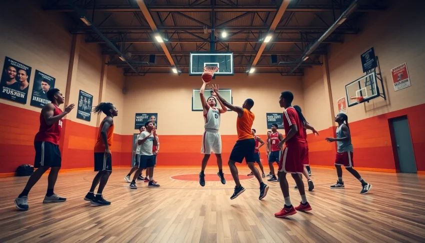 Youth players training hard at Takeover Basketball Academy, showcasing their skills on the court.