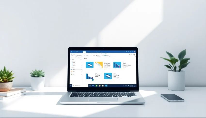 WPS Office下载 interface displayed on a sleek laptop in a modern workspace.