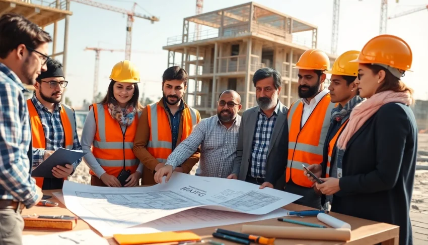 View of a coordinated team discussing level 7 nvq diploma in construction senior management answers.
