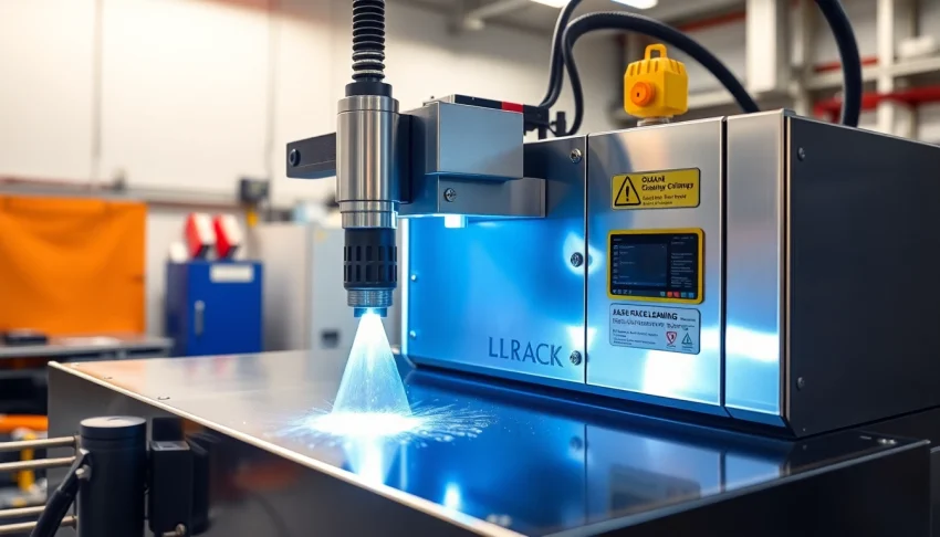 Laser cleaning machine showcasing advanced precision cleaning features in an industrial workspace.