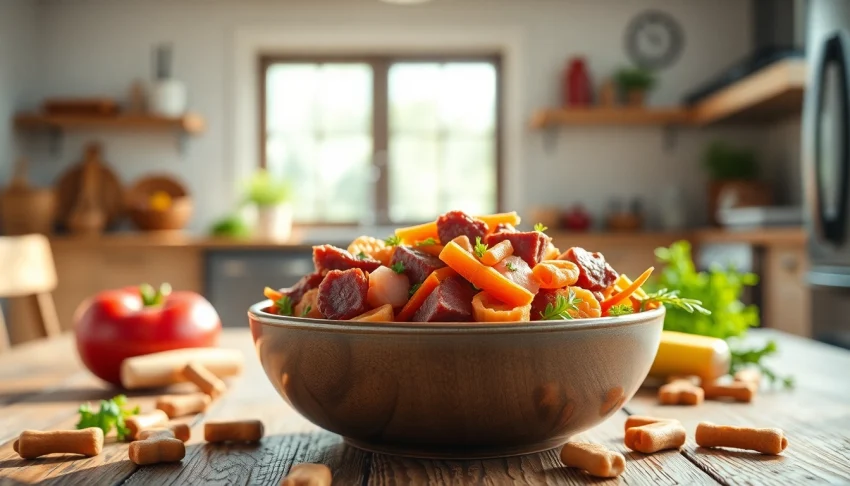 Showcase badlands ranch dog food canada in an inviting kitchen setting with fresh ingredients.