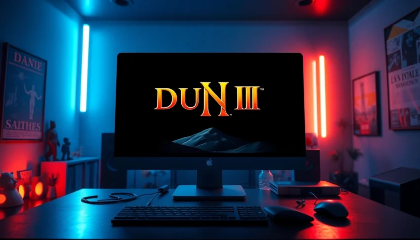Download Dune 2 game in a retro gaming room, featuring an interactive interface.