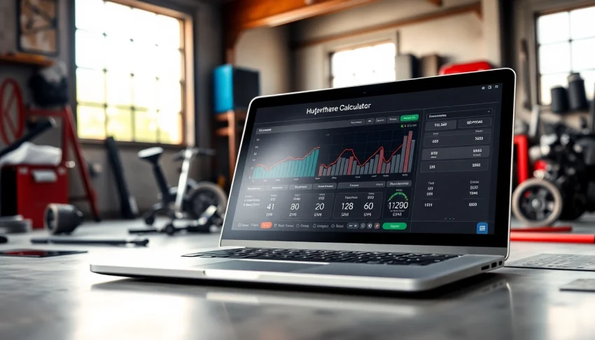 Calculate horsepower easily with this horsepower calculator interface displayed on a laptop.