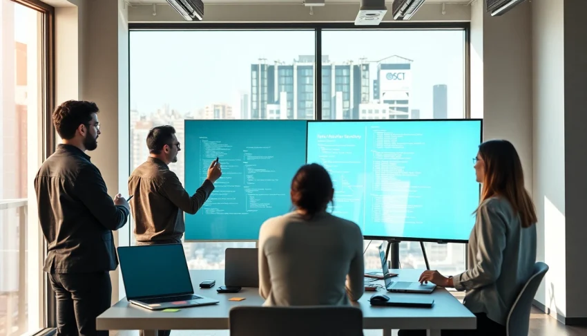 Collaborative workspace highlighting cloud infrastructure and DevOps services.