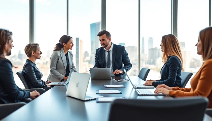 Business consultant PedroVazPaulo leading a strategy session with clients in a modern office.