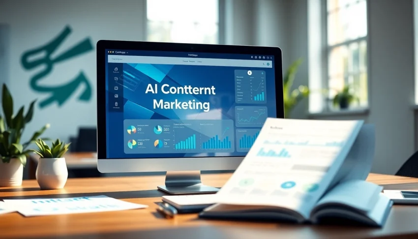 Engaging interface of an AI content marketing platform on a digital workspace.