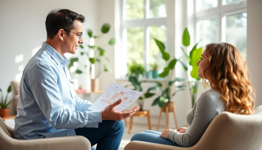 Engaging session on dealing with stress with a professional guiding a client.