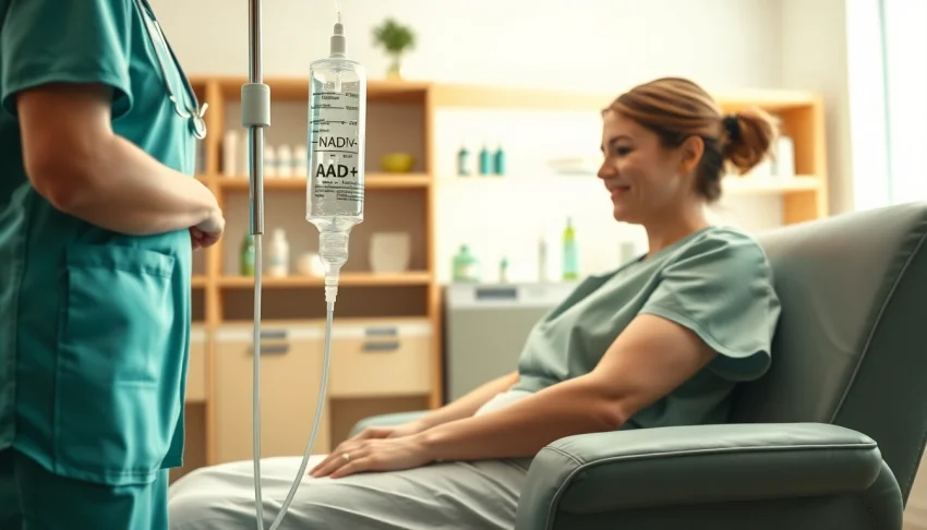 Patient receiving nad+ iv therapy near me in a professional healthcare setting.