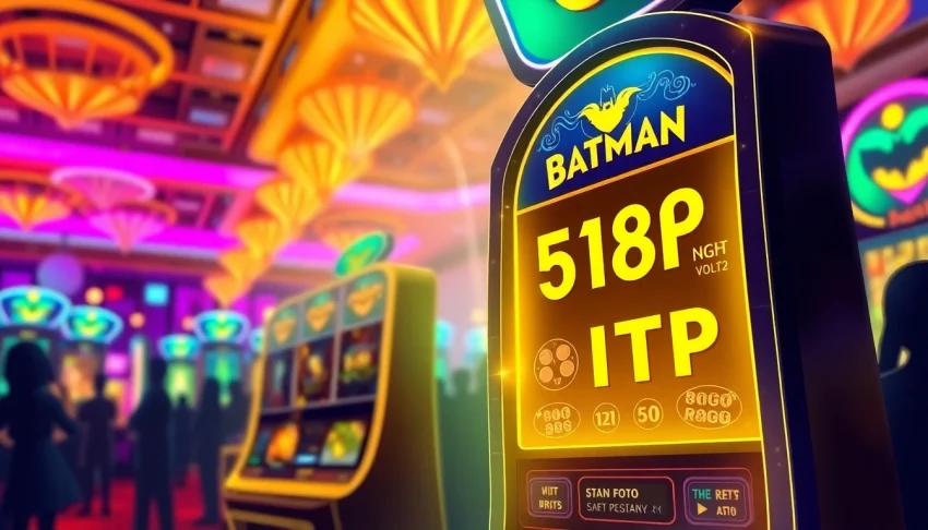Menampilkan mesin slot Batman138 rtp yang bersinar dengan angka tinggi dan pemain antusias.