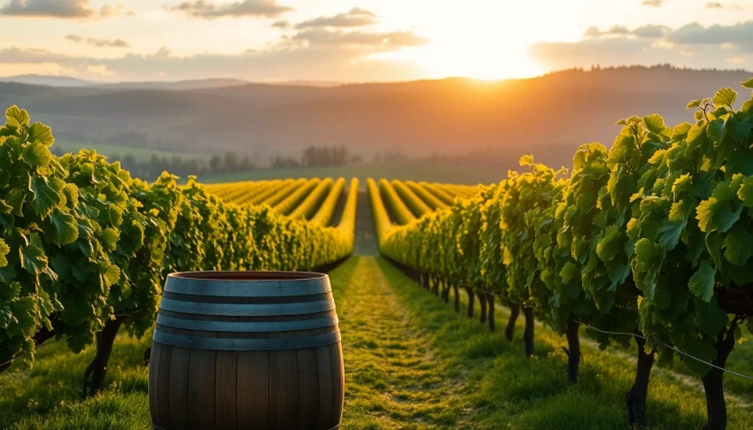 Visit wineries in Clarksburg featuring stunning vineyards during golden hour.