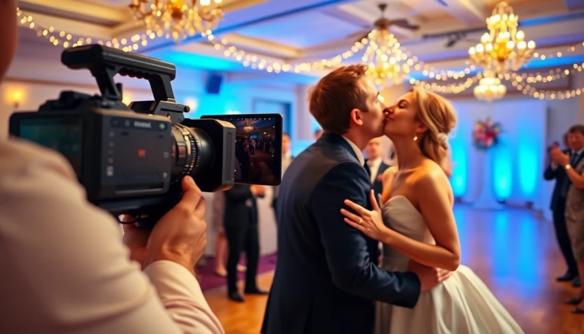 Capturing the essence of an edmonton videographer at a vibrant wedding celebration, showcasing joy.