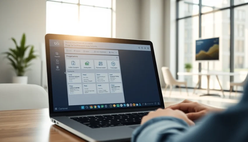 Datenraum interface being used in a modern office environment demonstrating secure document sharing.