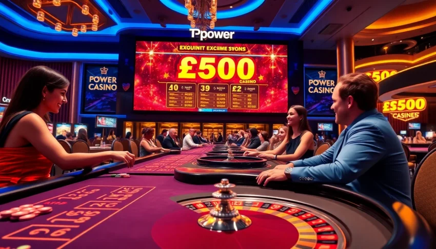 Engaged players enjoying a vibrant TPower casino atmosphere with luxurious gaming tables and promotions.