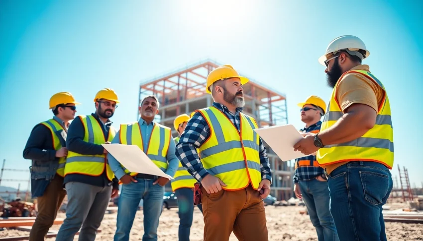 Engaged workers at a construction site, representing the construction association denver and industry collaboration.