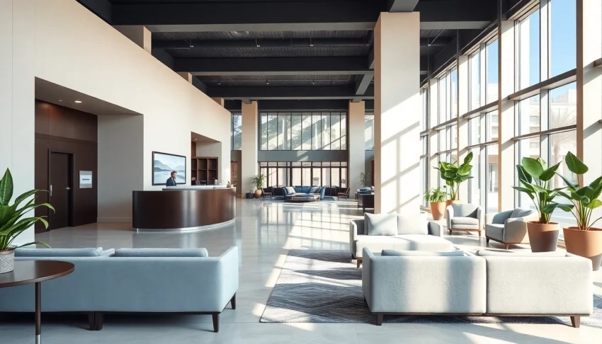 Welcome to a hotel lobby featuring elegant decor and a warm, inviting atmosphere.