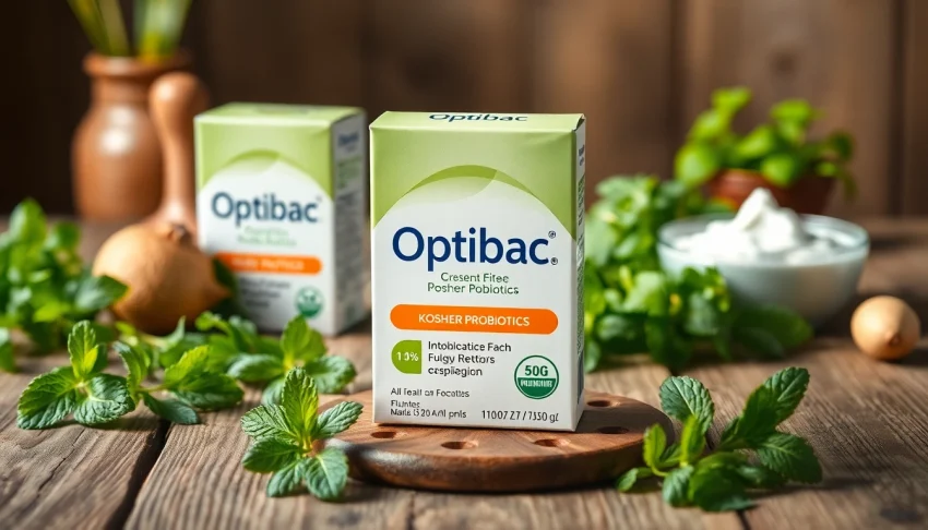 Engaging display of Optibac kosher probiotics highlighting freshness and health benefits.