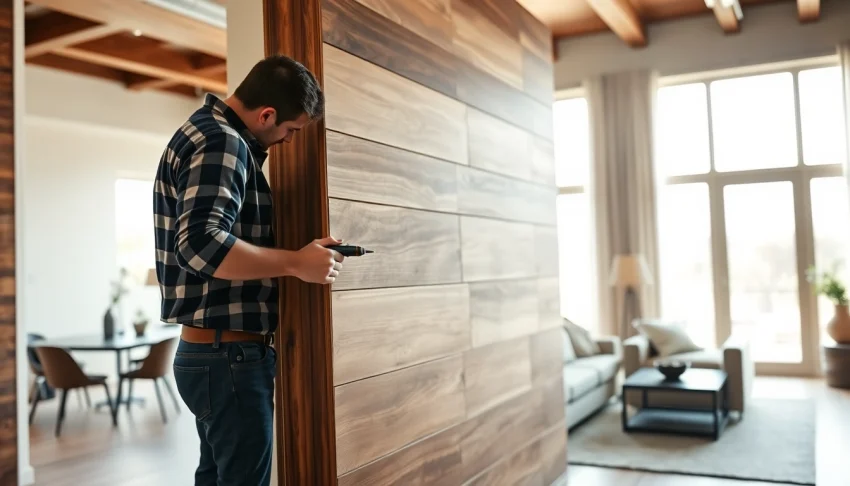Experience seamless wall panel installation with expert craftsmanship in a modern living room environment.