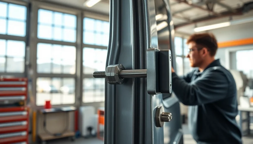 Installare serrature per furgoni sicure e robuste in un ambiente di lavoro professionale.