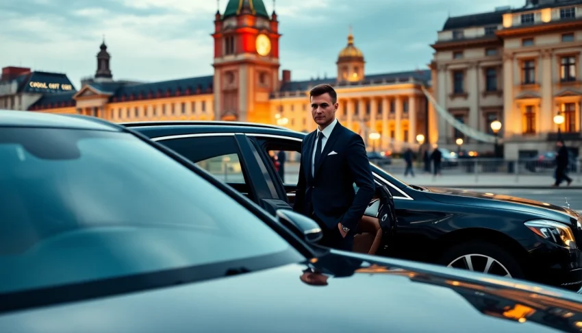 Experience private chauffeur london service with a professional driver in a luxury vehicle at a London landmark.
