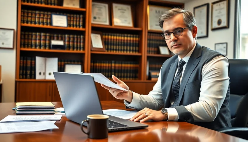 Tampa Criminal Attorney consulting with a client in a professional office setting.