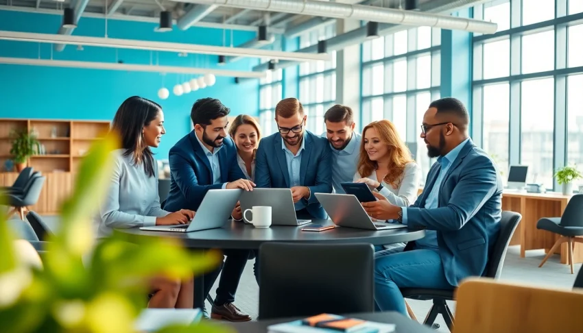 Collaborative professionals at https://inbusinessphx.com engaged in a brainstorming session in a vibrant office.
