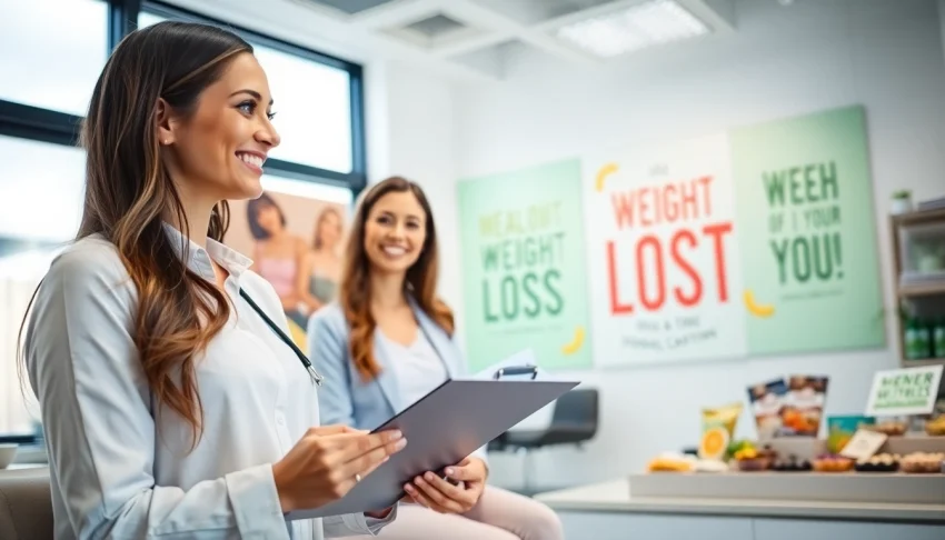 Consultation at weight loss clinics in las vegas nv with a dietitian and client in a modern setting.