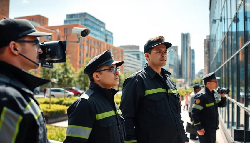 Security Company Leeds personnel actively monitoring an urban area, showcasing vigilance and professionalism.