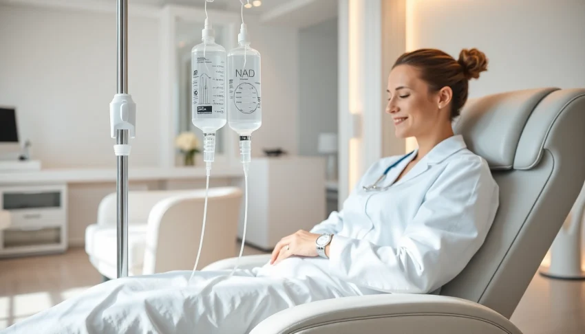 Receive NAD infusion therapy in a relaxing medspa environment with a professional approach.