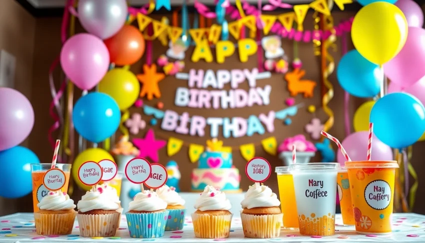 Celebrate a customizable birthday party with vibrant decorations and personalized touches.