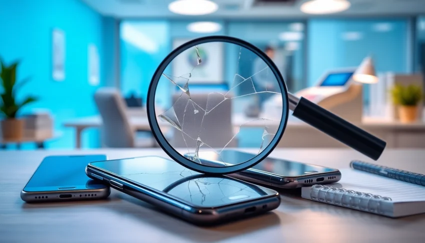 Sell broken phone cash with a focus on a cracked smartphone evaluated for transaction.