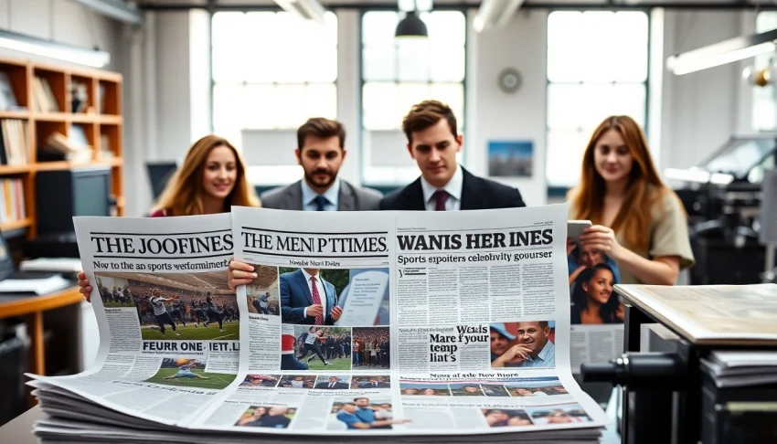 Engaging newspaper design showcasing dailysport.co.uk headlines and dynamic images.