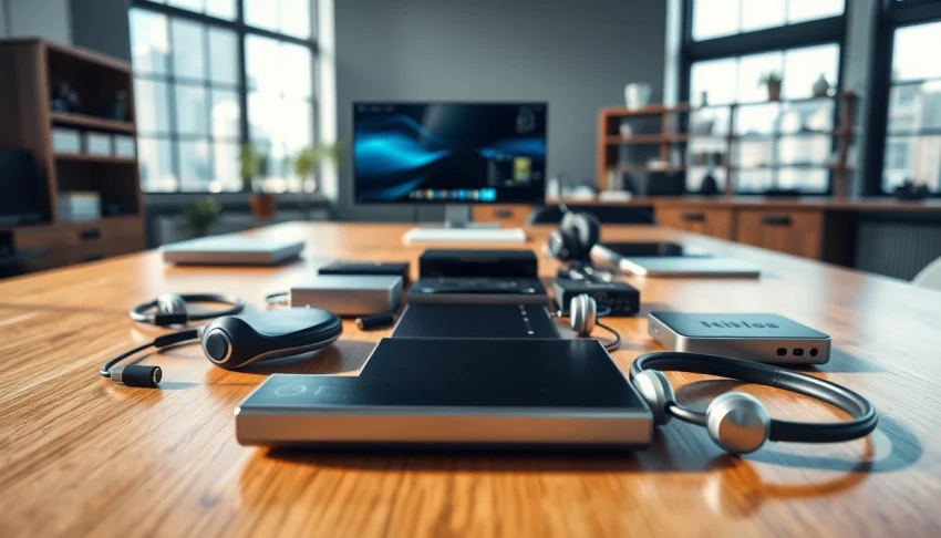 Explore hardware player features at https://hardwareplayer.com with a modern workspace illustration.