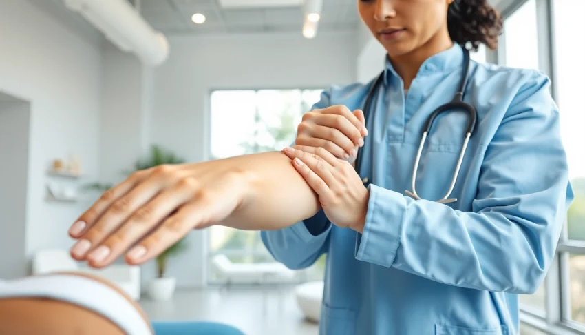 Engaging physiotherapy edmonton session illustrating professional therapist guiding patient treatment.