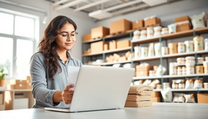 Engaged professional analyzing products for amazon wholesale in a modern office environment.
