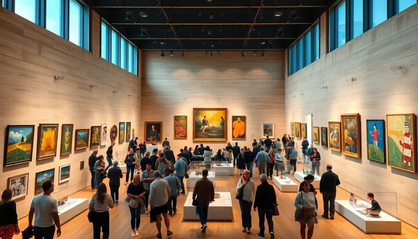Visitors admiring exhibitions at the Jerusalem Art Museum, showcasing diverse artworks and engaging experiences.