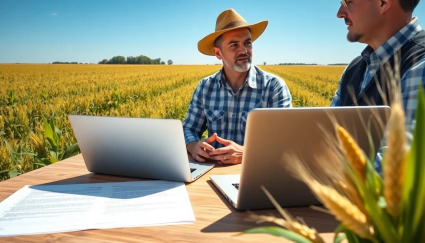 Engaging imagery of an agriculture law consultation amidst flourishing crops.