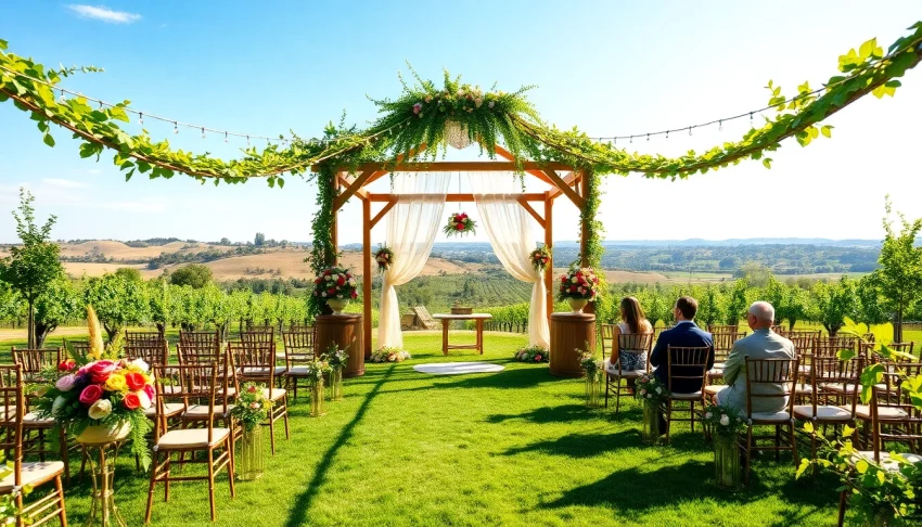 Showcase beautiful Clarksburg Wedding Venues with scenic vineyard views and elegant décor.