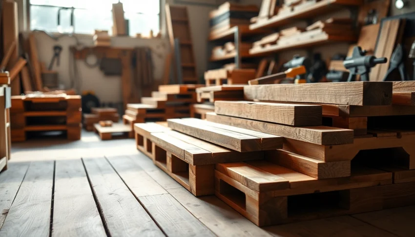 Showcasing Pallet Elements & Pallet Wood with detailed textures and workshop environment.