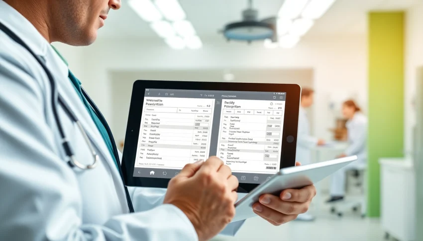 Compare eprescribing vs traditional prescribing with physician using digital devices in a clinic.