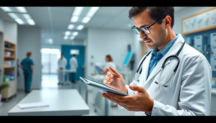 Healthcare provider utilizing electronic prescribing systems to improve patient care efficiency.