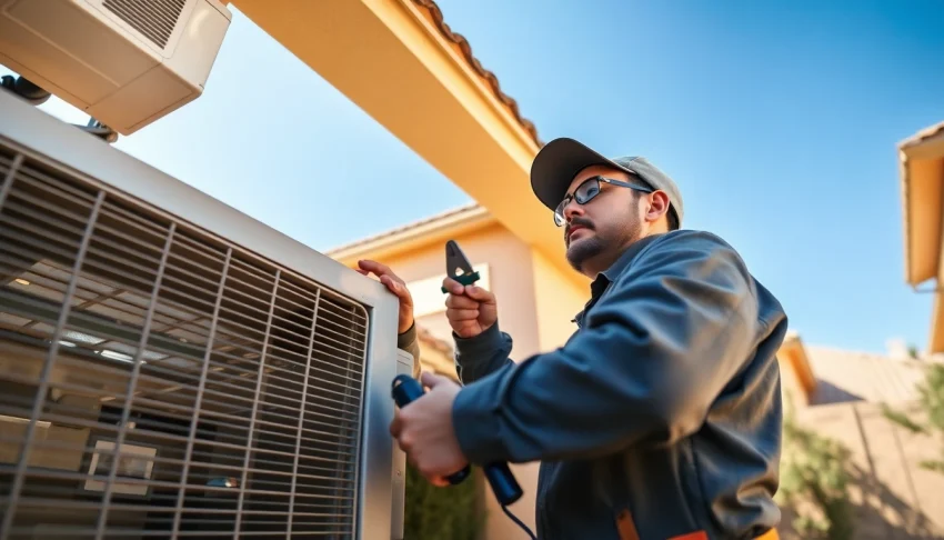 Maintaining a Scottsdale AC unit with a professional technician ensuring top performance.