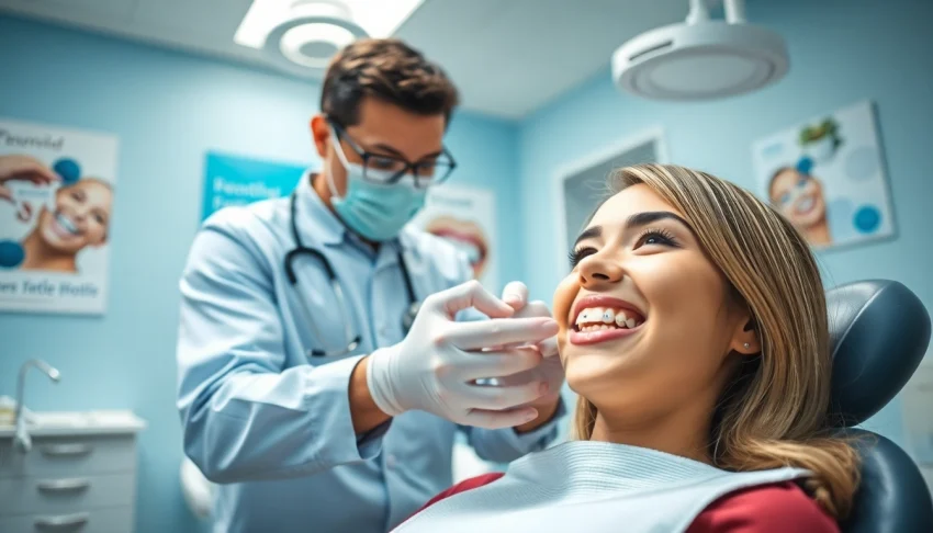 Applying braces Myrtle Beach in a modern orthodontic clinic with patient-friendly atmosphere.